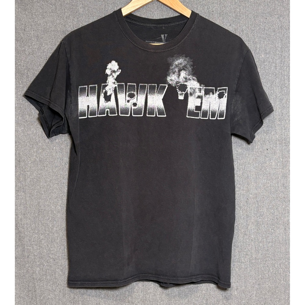 Vlone Pop Smoke Hawk Em Black Graphic T-Shirt Mens Medium Streetwear V Logo Tee